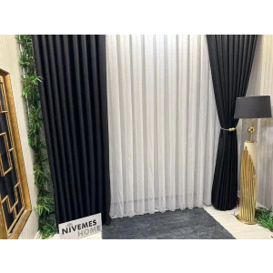 NİVEMESHOME ЛЬНЯНОЕ ЗАНАВЕСКА 1/3 ГЛАДКАЯ ГОРИЗОНТАЛЬНАЯ НОВАЯ СЕЗОННАЯ ТЮЛЬ APM