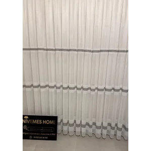 NİVEMESHOME ЛЬНЯНАЯ ЗАНАВЕСКА W011905.804 1/3 ПЛОТНО УКРАШЕННАЯ ТЮЛЬ ЗАНАВЕСКА APM