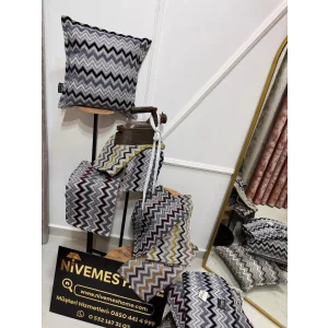 NİVEMESHOME LACİVERT GRİ KIRLENT KILIFI 45X45