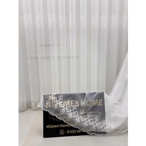 NİVEMESHOME LUNA TENDA A TULLE A PILETTI STRETTI CON STAMPA GEOMETRICA