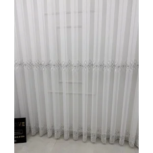 NİVEMESHOME LUNA MODELLO GEOMETRICO TENDA IN TULLE CON STAMPA ARGENTATA A PIEGHE 1/3