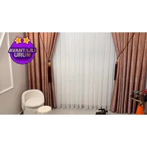 NİVEMESHOME MIZRAKLI FIR0914 AR03102 1/3 SIK PİLELİ BEYAZ TÜL PERDE APM