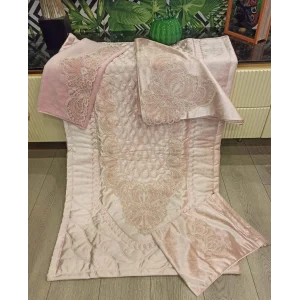 NIVEMESHOME PINK JASMINE 4 PIECE ESTELICA PRAYER RUG SET