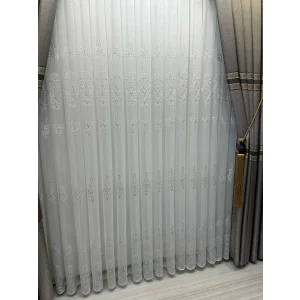 NİVEMESHOME BRILLO DETALLE DE PLATA DETALLADO 1/3 PLISADO DENSO CORTINA DE TUL APM