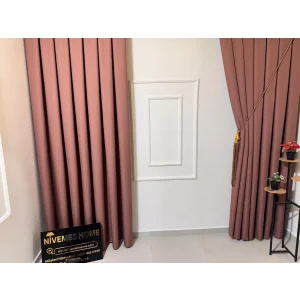 NİVEMESHOME ROMA 18542-D KETEN 1/3 SIK PİLELİ GÜLKURUSU FON PERDE APM