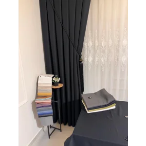 NİVEMESHOME ROMA KETEN 1/3 SIK PİLELİ ANTRASİT FON PERDE APM