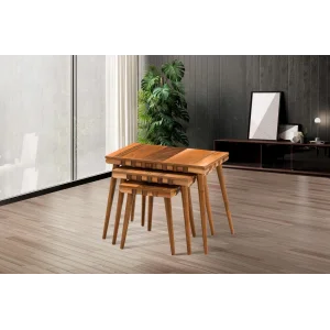 NİVEMESHOME SAFARİ CEVİZ ZİGON SEHPA