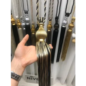 NİVEMESHOME SIYAH-BEJ KARMA SAÇAKLI TAVAN TOPLAMA BRAÇOL