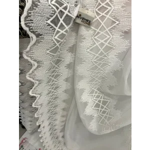 NİVEMESHOME TİTANUM NAKIŞLI KREM H5444 TM 1/3 SIK PİLE TÜL PERDE APM