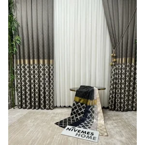 NİVEMESHOME TROYA V-5322 1/3 SIK PİLELİ FON PERDE APM