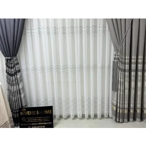 NIVEMESHOME URLA V-5404 GRİ 1/3 SIK PİLELİ FON PERDE APM