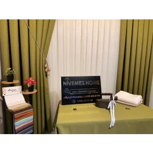 NIVEMESHOME Зеленый 140х220 Льняное скатерть для стола