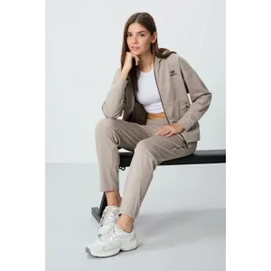 TOMMY LIFE T10BY-95306_01, CONJUNTO DE CHÁNDAL PARA MUJER CON CHAQUETA/AJUSTE ESTRECHO, BEIGE OSCURO