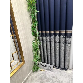 NİVEMESHOME ARSUZ FT614288 V-508 LACİVERT 1/3 SIK PİLELİ FON PERDE APM