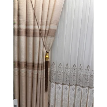 NİVEMESHOME DEFNE KREM FT614339 V-101 1/3 SIK PİLELİ FON PERDE APM