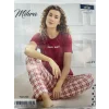 NİVEMESHOME 50107 MİHRA MİLAN BAYAN KISA KOL PİJAMA TAKIMI KIRMIZI