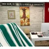 NİVEMESHOME BRANDA YEŞİL - BEYAZ BALKON PERDESİ