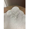 NIVEMESHOME BUTTERFLY WHITE SQUARE (6 PIECES) LINEN COCKTAIL NAPKIN COFFEE SIDE SERVING TRAY