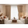 NİVEMESHOME PUFY 1-006 TAM DESEN  EKRU  1/3 PİLELİ TÜL PERDE