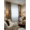 NİVEMESHOME PUFY 1-006 TAM DESEN  EKRU  1/3 PİLELİ TÜL PERDE