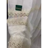 NİVEMESHOME SESİLYA ZİGZAG İŞLEMELİ GOLD 1/3 SIK PİLE TÜL PERDE APM