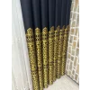 NİVEMESHOME VINTAGE DARK BLUE-GOLD 1/3 HEAVY PILE BACKGROUND CURTAIN APM