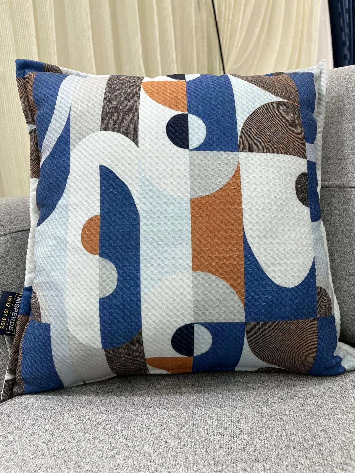 NUANCEHOME COJÍN DECORATIVO GEOMÉTRICO AZUL DE 45X45 CON RELLENO