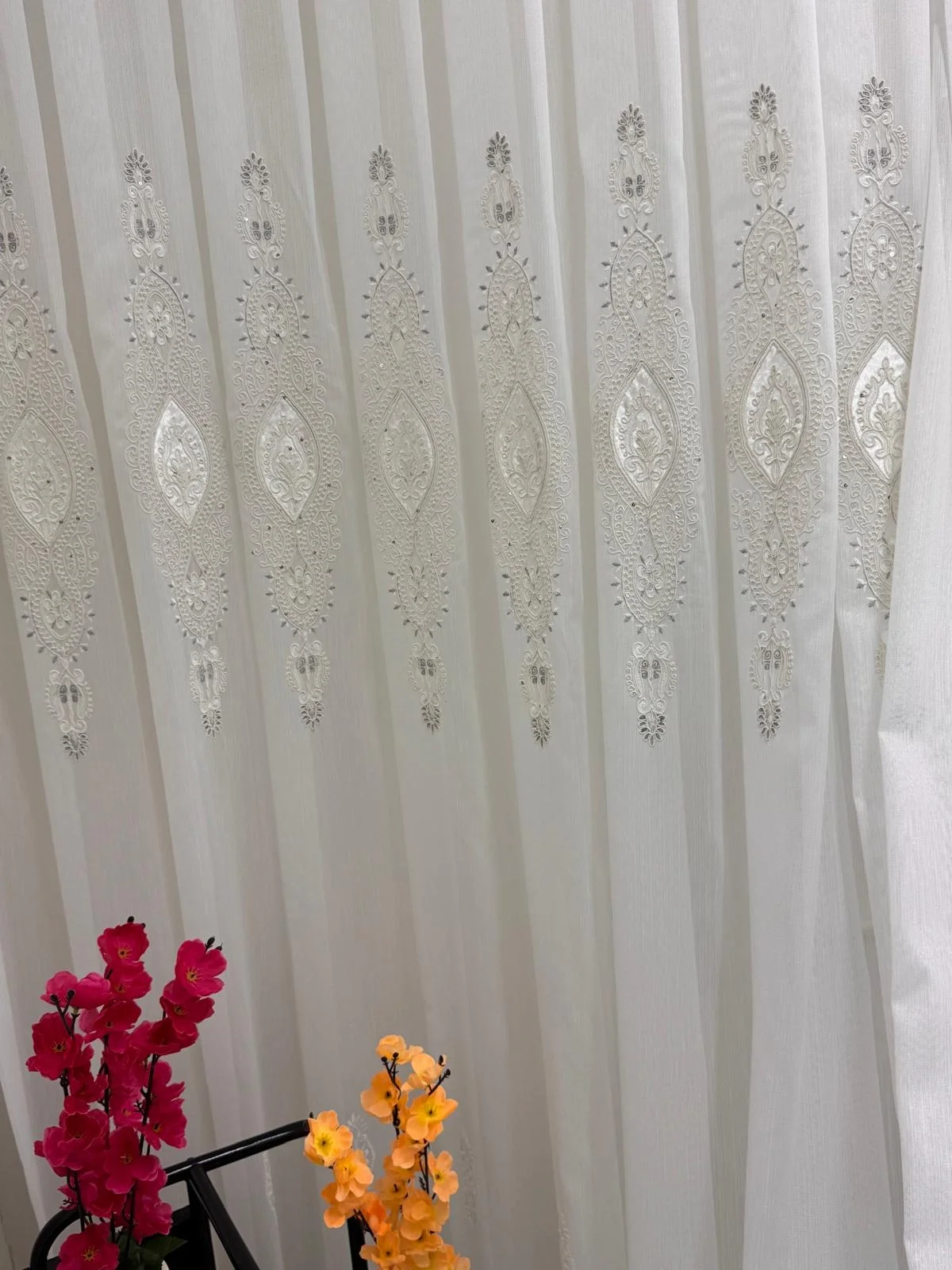 NİVEMESHOME ELİSYA 3812 GÜMÜŞ IŞILTI 1/2,5 PİLELİ BAMBU TÜL PERDE