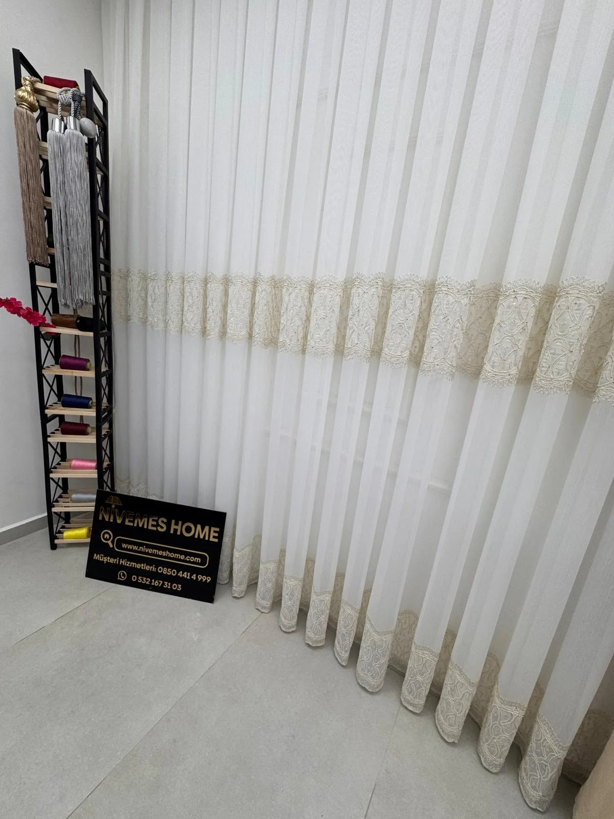 NİVEMESHOME LUMİNA 7194 V2 1/3 PİLELİ BAMBU TÜL PERDE