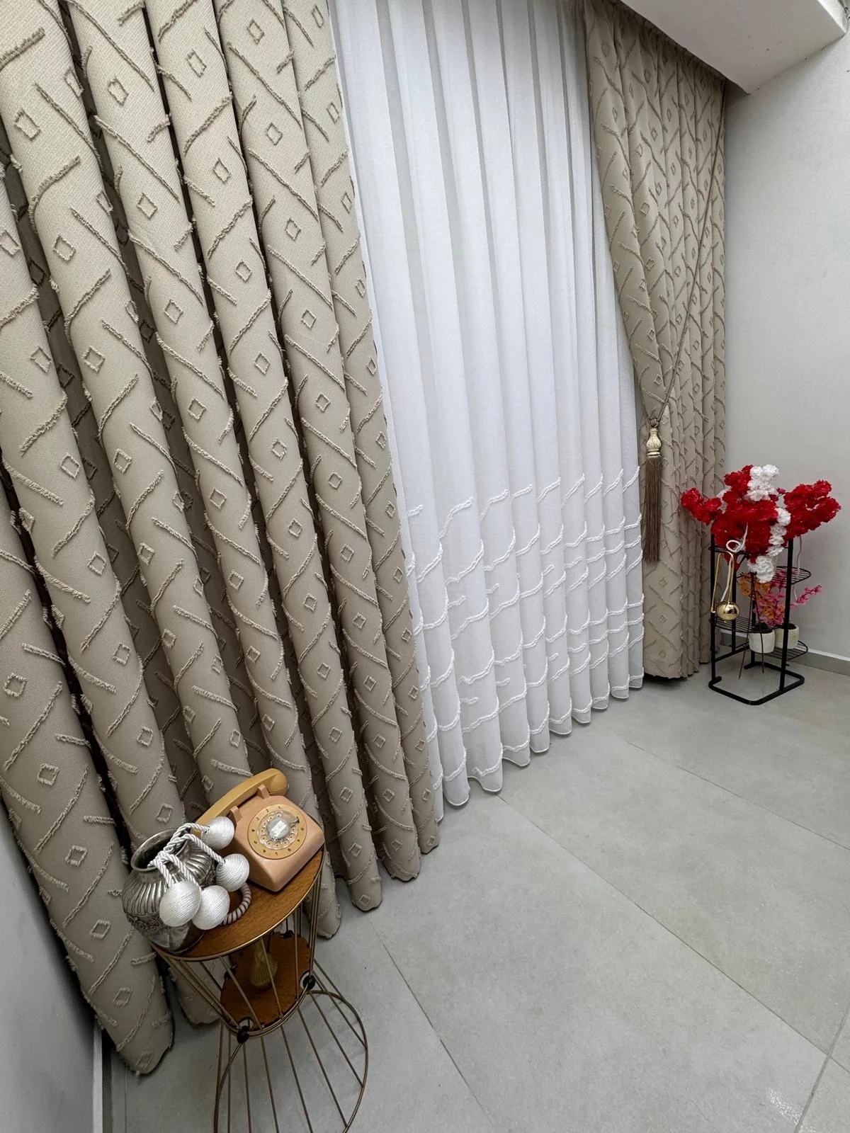 NİVEMESHOME KONAK 1-0028 EKRU 1/3 PİLELİ TÜL PERDE