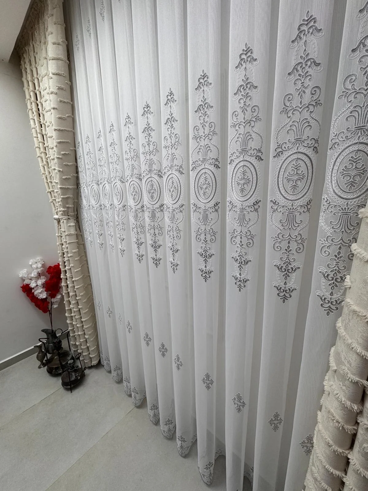 NİVEMESHOME NİSA 555 GÜMÜŞ 1/3 PİLELİ TÜL PERDE APM