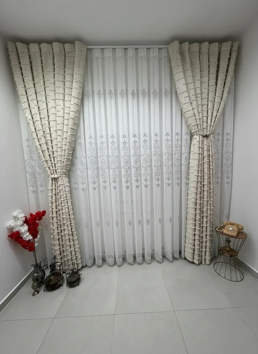 NİVEMESHOME NİSA 555 GÜMÜŞ 1/3 PİLELİ TÜL PERDE APM