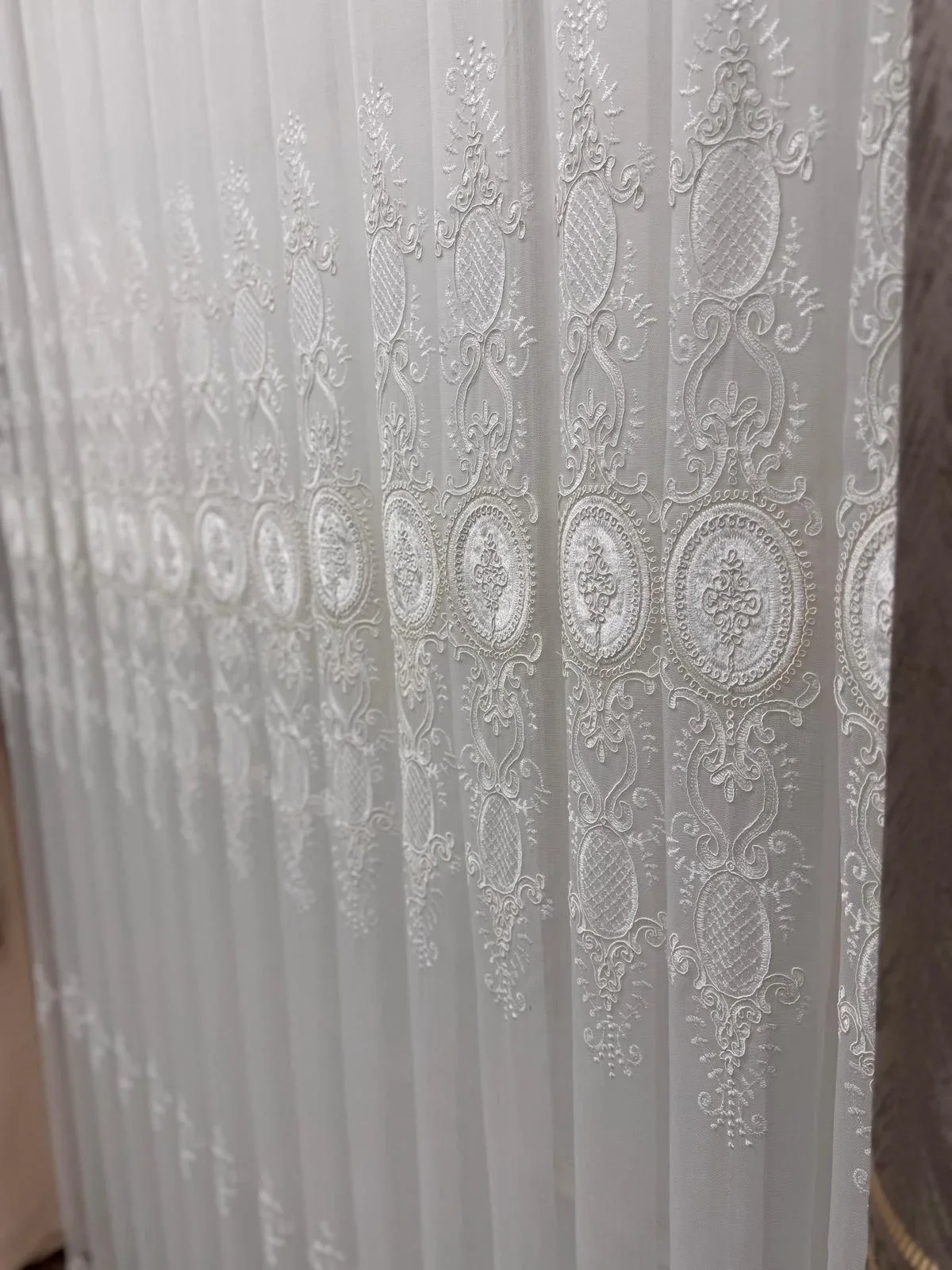NİVEMESHOME HAZEL APLİK3 EKRU 1/2,5 PİLELİ BAMBU TÜL PERDE