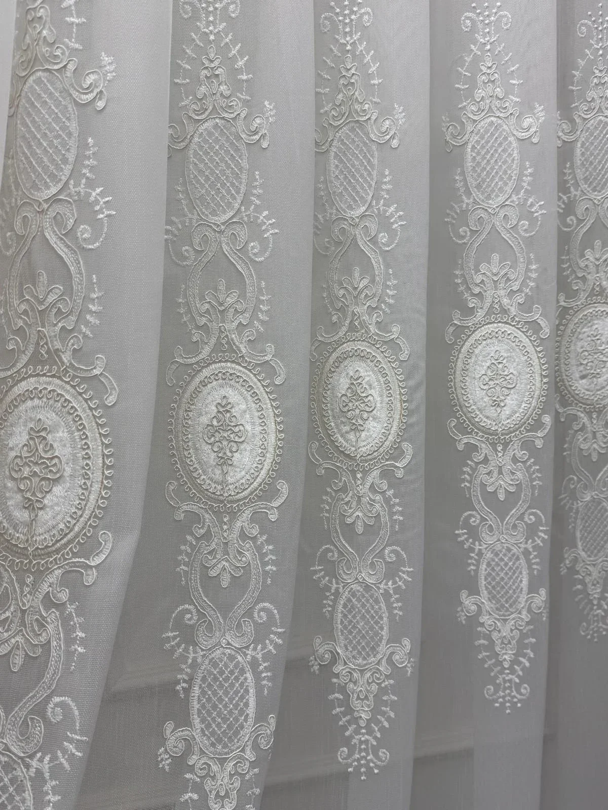NİVEMESHOME HAZEL APLİK3 EKRU 1/2,5 PİLELİ BAMBU TÜL PERDE