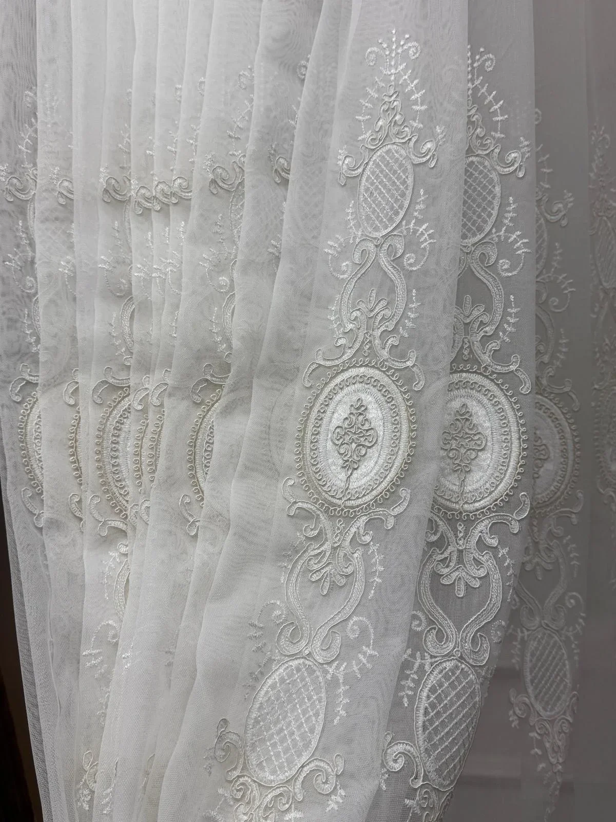 NİVEMESHOME HAZEL APLİK3 EKRU 1/2,5 PİLELİ BAMBU TÜL PERDE