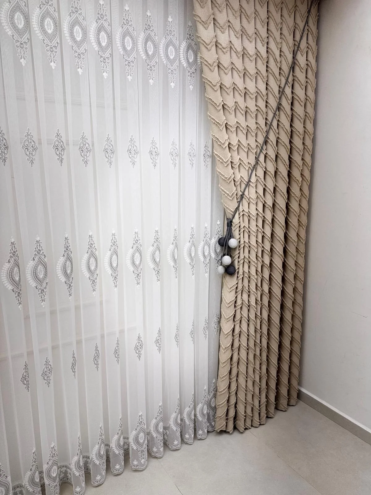 NIVEMESHOME RİTİM 3-0009 ECRU 1/3 KATLI FON PERDE