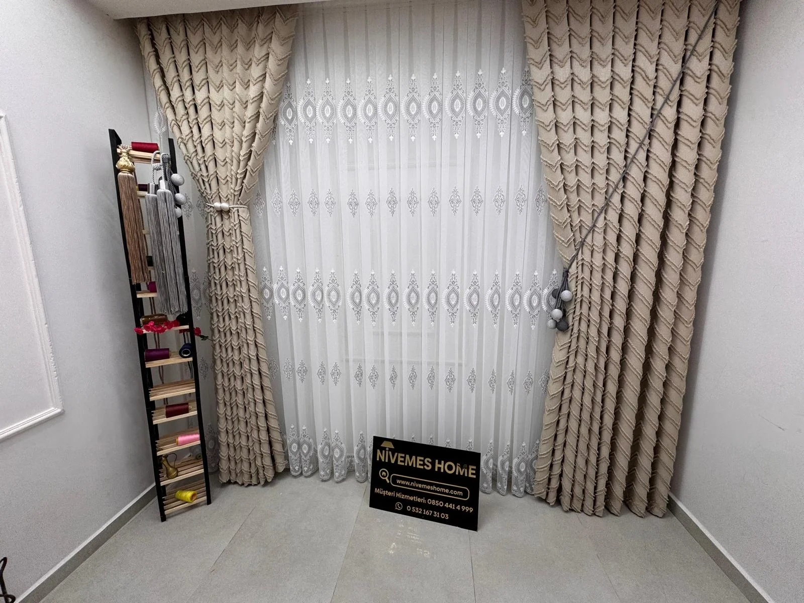 NIVEMESHOME RİTİM 3-0009 ECRU 1/3 KATLI FON PERDE