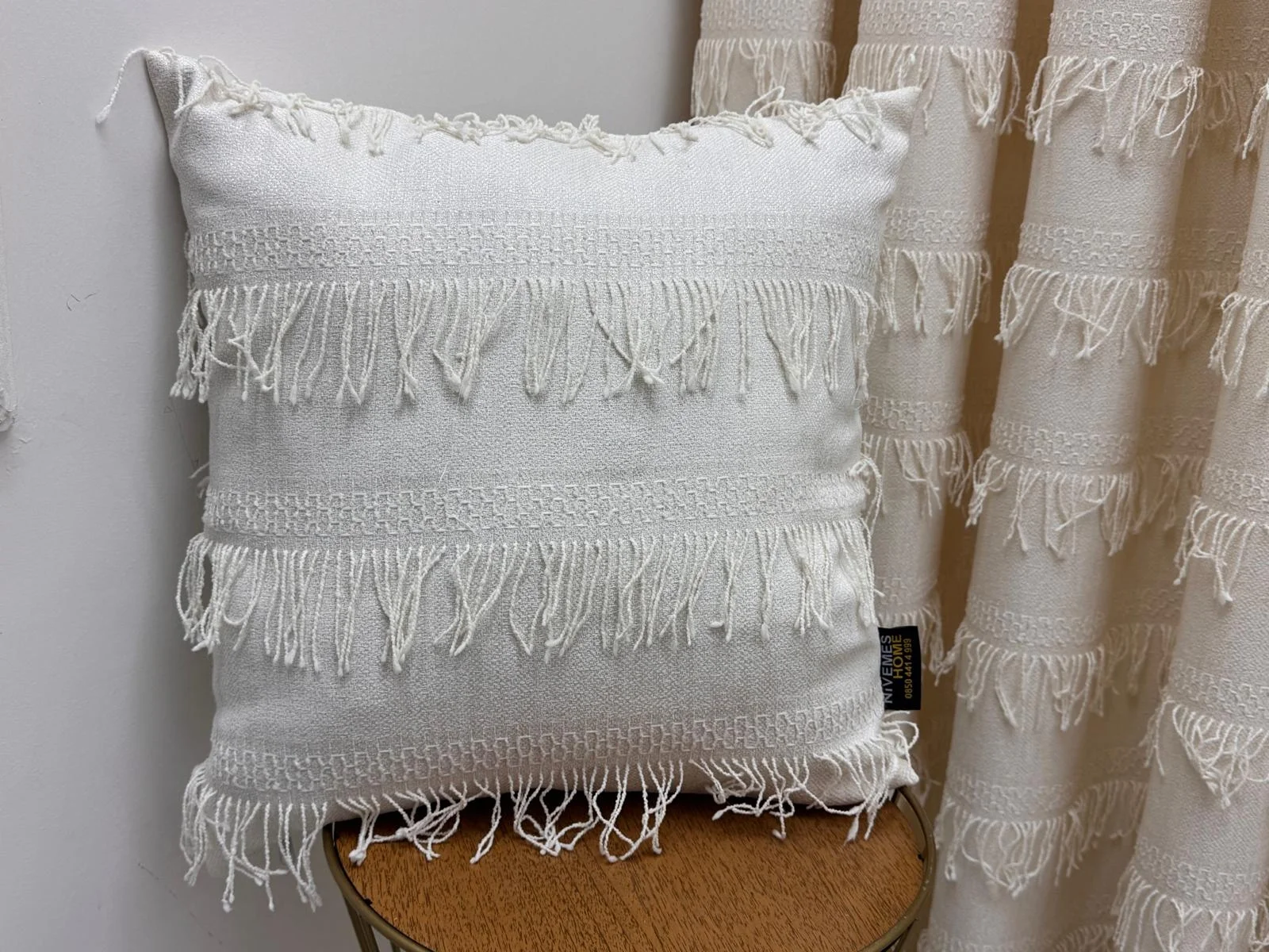 NİVEMESHOME ARVEN 45X45 EKRU KIRLENT KILIFI