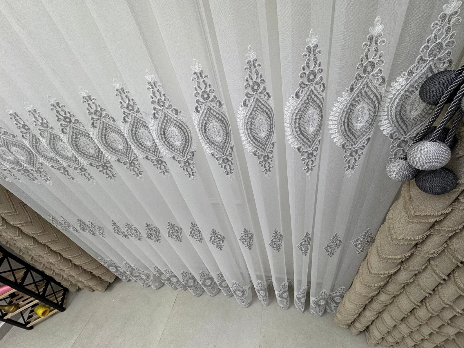 NİVEMESHOME SERAP GÜMÜŞ 1/3 PİLELİ BAMBU TÜL CURTAIN