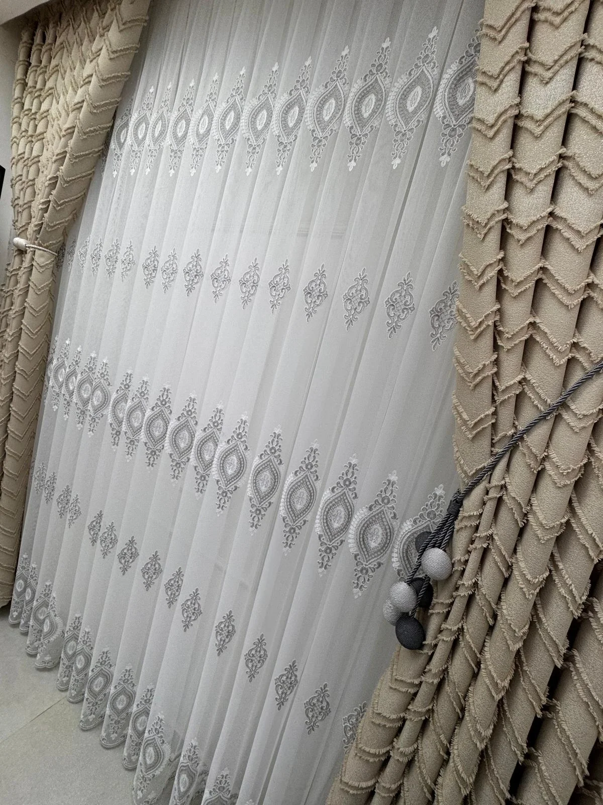 NİVEMESHOME SERAP GÜMÜŞ 1/3 PİLELİ BAMBU TÜL CURTAIN