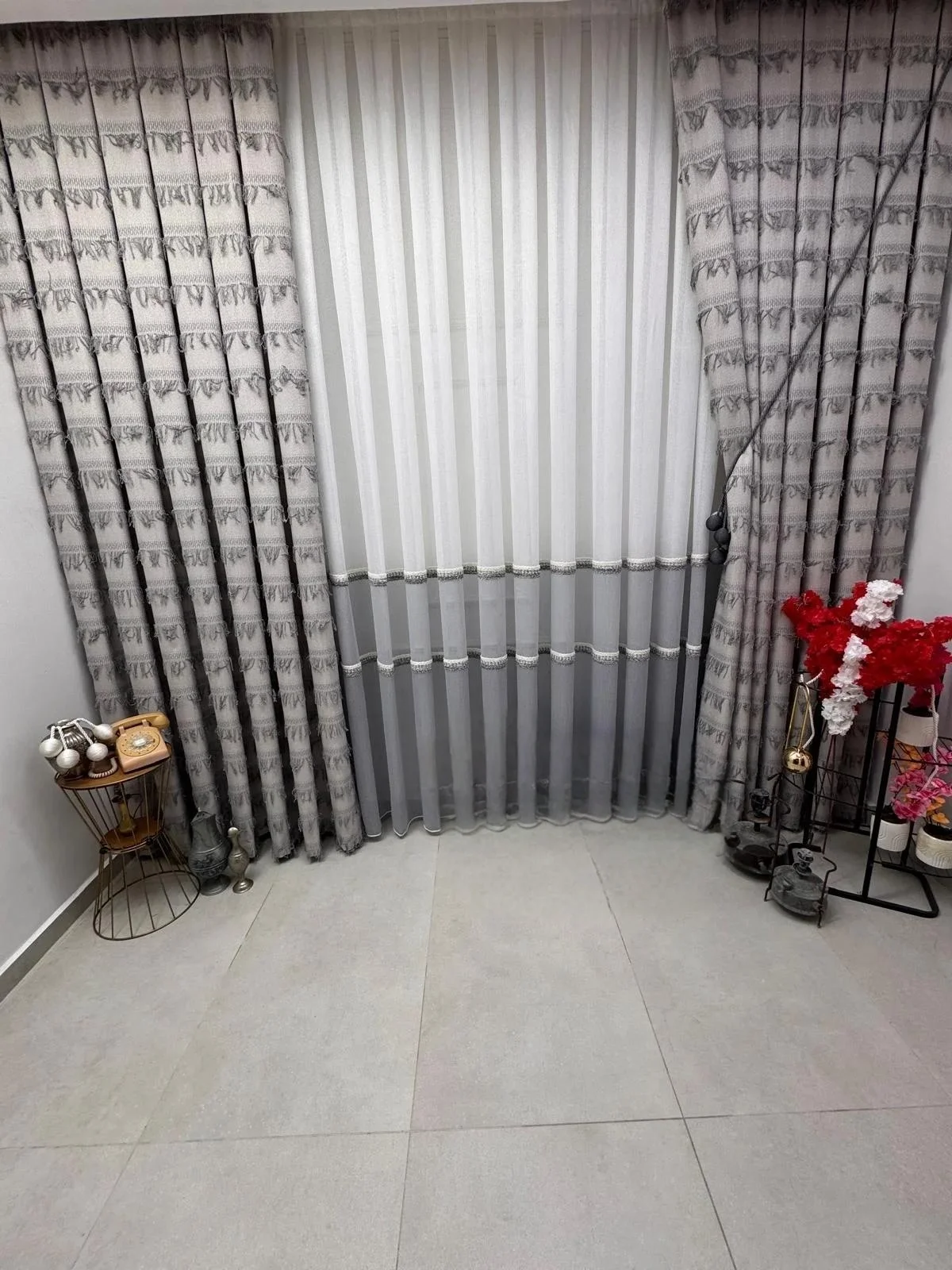 NİVEMESHOME PETEK SİYAH 1/3 PİLELİ TÜL PERDE