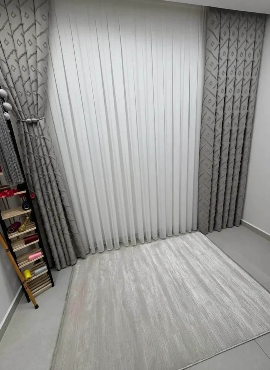 NİVEMESHOME  SEDEF GRİ  1/3 PİLELİ FON PERDE