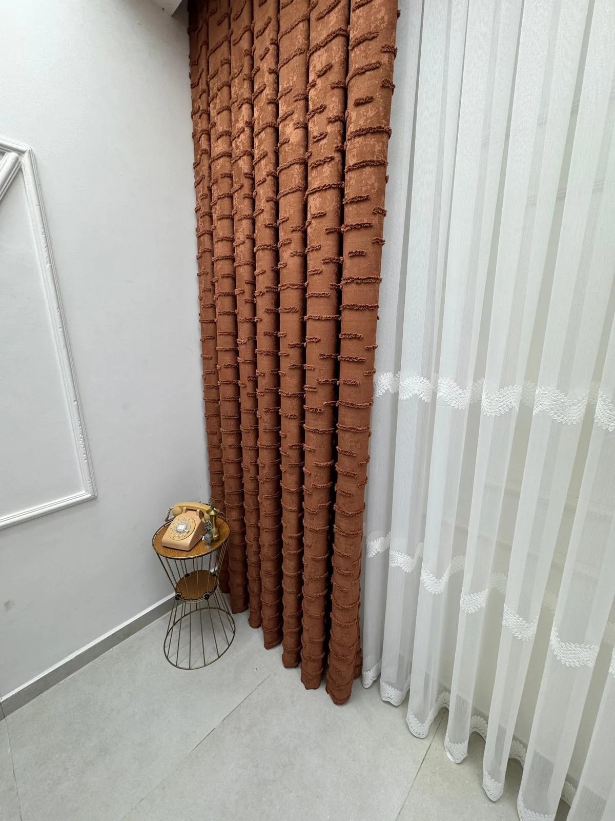 NİVEMESHOME DURU 3-0008 KİREMİT 1/3 PİLELİ FON PERDE