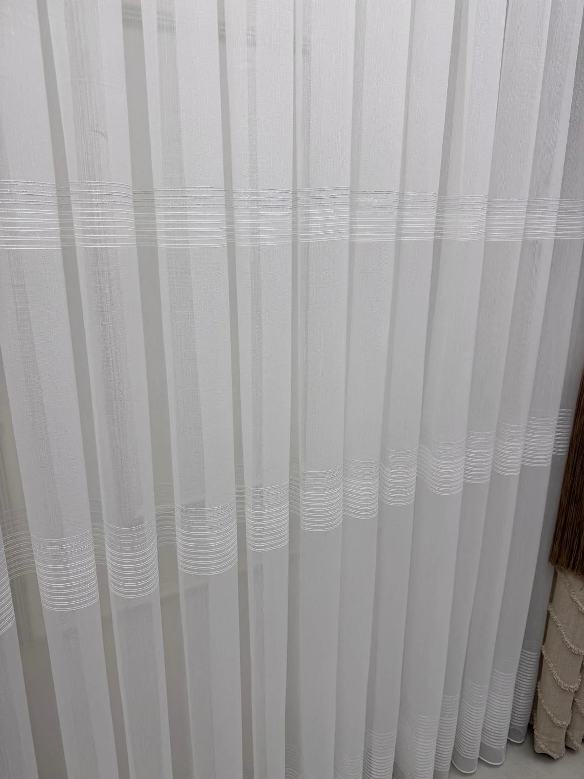 NİVEMESHOME NUEVA TEMPORADA CORTINA DE TUL PLATEADA BRILLANTE CON 3 BANDAS Y 1/3 PLIEGUE.