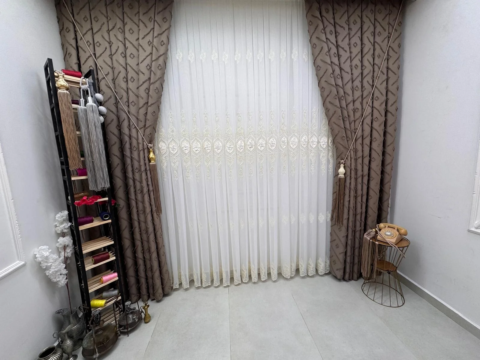 NİVEMESHOME CANSEL GOLD 1/2,5 PİLELİ TÜL PERDE
