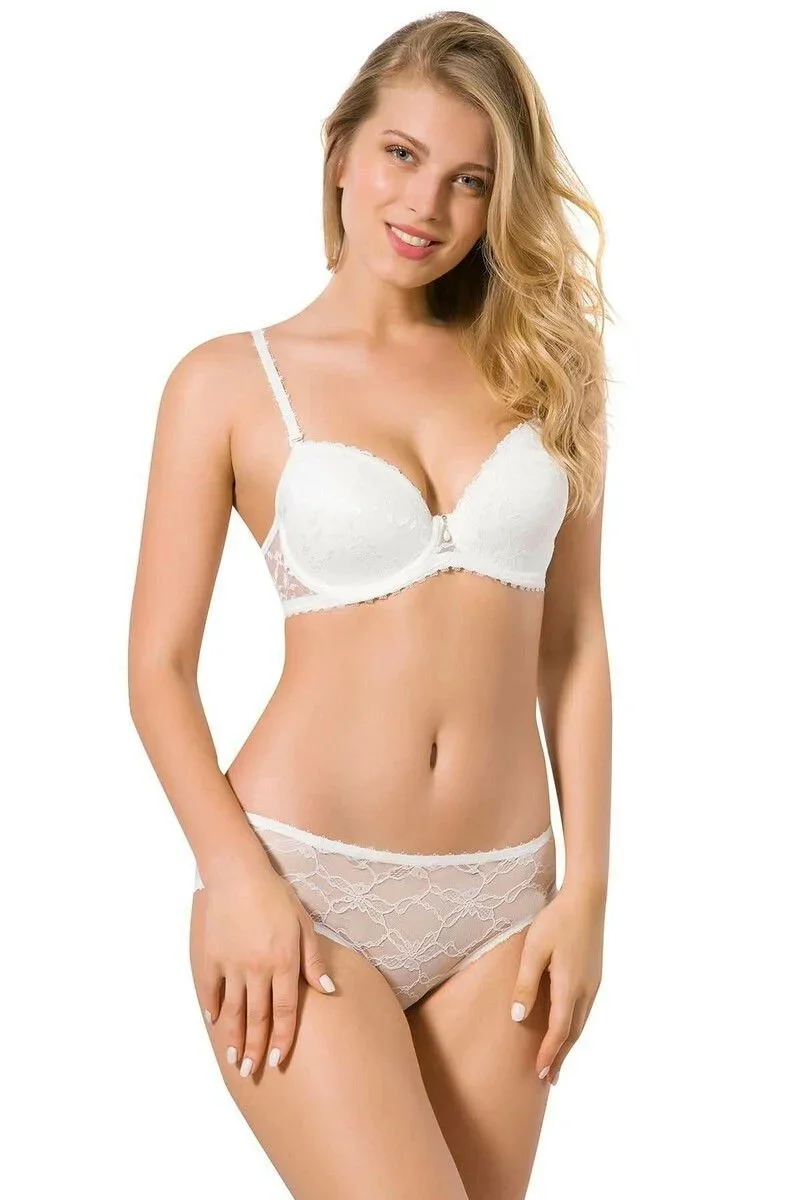 LE JARDİN 6042 LACE COVERED BRA SET WHITE