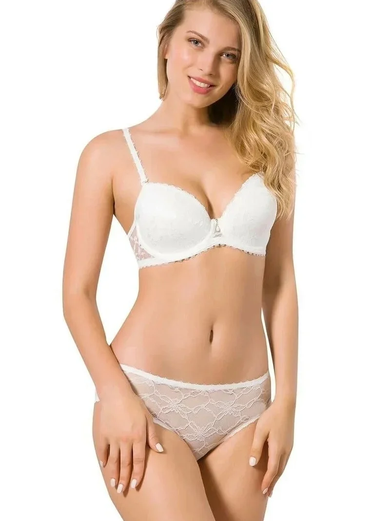 SET DI BIANCHERIA INTİMA CON REGGİSENO RİCORDATO CON PIZZO 6042 LE JARDİN BIANCO