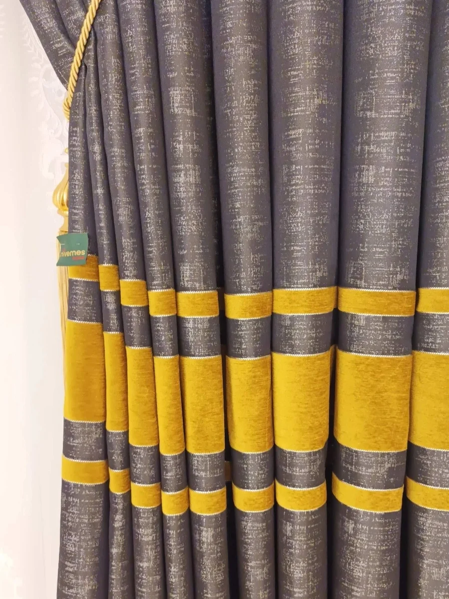 LIYANS DOMINIK MUSTARD 1/3 THICK PILE BACKGROUND CURTAIN APM