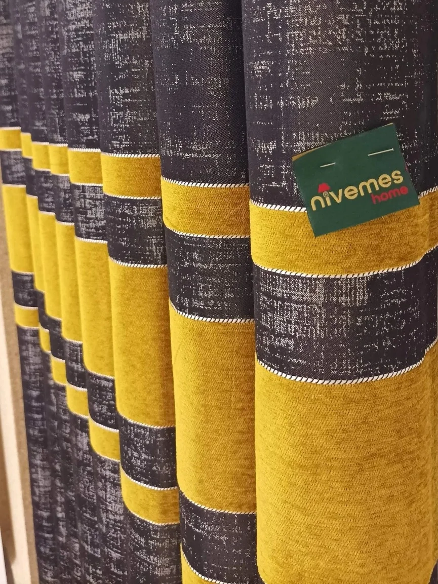 LIYANS DOMINIK MUSTARD 1/3 THICK PILE BACKGROUND CURTAIN APM