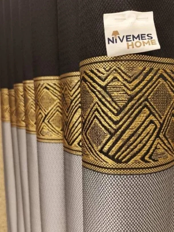 LUXE BLACK-GREY 1/3 TIGHT PLEATED PANEL CURTAIN APM